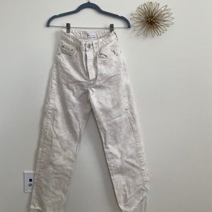 Zara Distressed Wide Leg Jeans (: